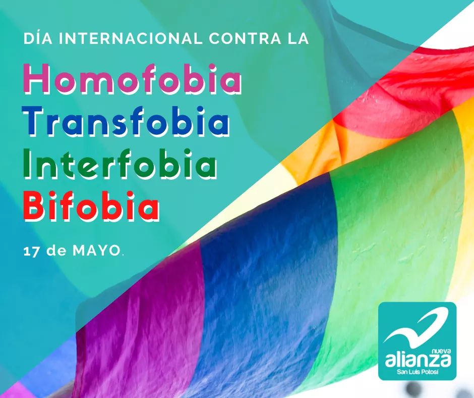 NASanLuis's tweet photo. 🌈��� Hoy conmemoramos el Día Internacional contra la Homofobia, Transfobia, Interfobia y la Bifobia, en esta fecha recordamos que hace 30 años la OMS eliminó la homosexualidad de la clasificación internacional de enfermedades mentales.
#LGBTTTIQ
#PartidoNASLP
#BájaleATusFobias https://t.co/IoOFQZuqYG