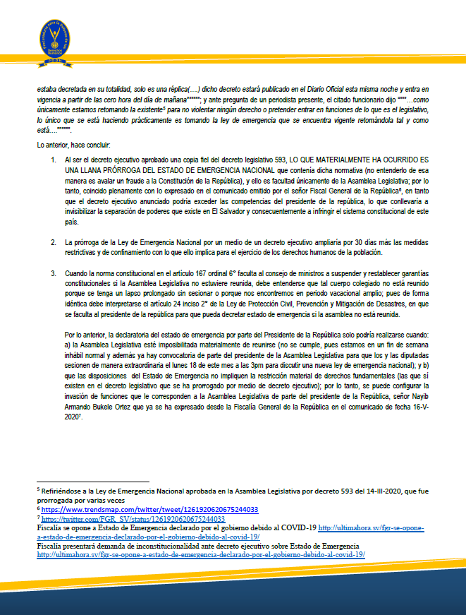 PDDHElSalvador's tweet photo. Posicionamiento del #ProcuradorDDHH #ApolonioTobar  ante la declaratoria de emergencia nacional conocida en los últimos minutos del día 16-v-2020, a través de un decreto ejecutivo @PresidenciaSV @nayibbukele @SalaCnalSV @CorteSupremaSV @FGR_SV https://t.co/89A0tfclZB