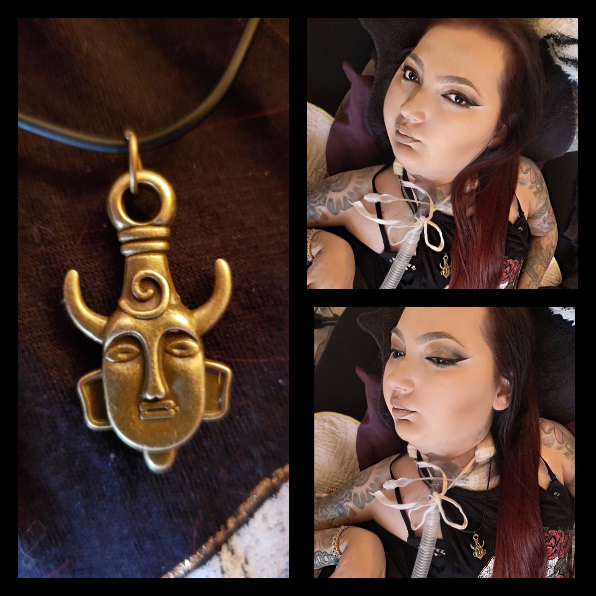 CrstalLee89's tweet photo. I have a replica of Deans necklace. I’ve watched SPN 8 times. Honestly, meeting the guys from #Supernatural is on my #bucketlist before the #spinalmuscularatrophytype2 makes me too sick. #crystalleemyuncensoredlife #canada #winnipeg @JensenAckles @jarpad @mishacollins @JDMorgan https://t.co/YkABfI8Cuj