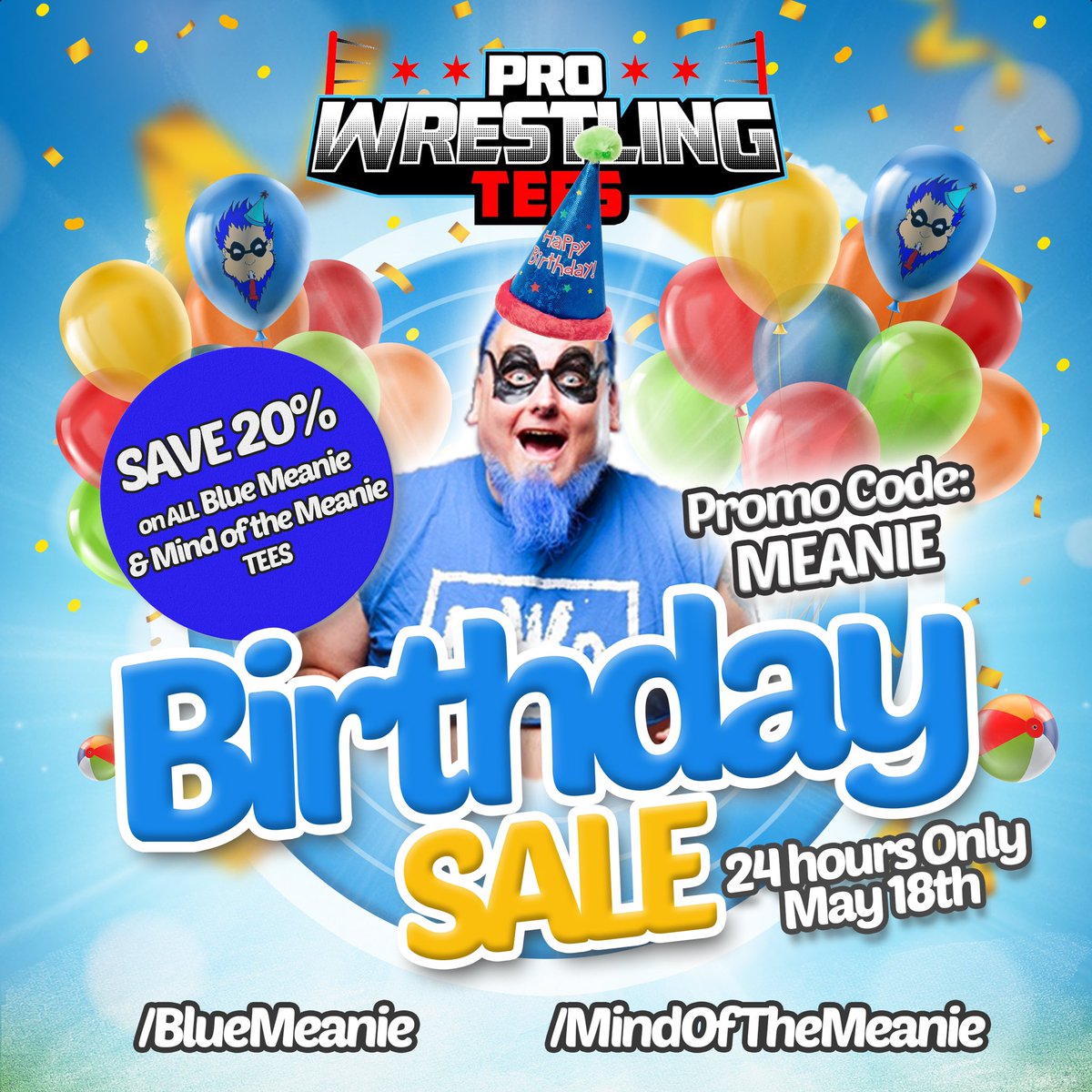 MindoftheMeanie's tweet photo. In honor of @BlueMeanieBWOโs birthday, @PWTees is having a special Blue Meanie Birthday sale! Starting at midnight, for 24 hours, every shirt on the @MindoftheMeanie & Meanieโs own site will be 20% off! The promo code is MEANIE!
Load up your carts now and enter the code MONDAY!! https://t.co/1NGvY7votL