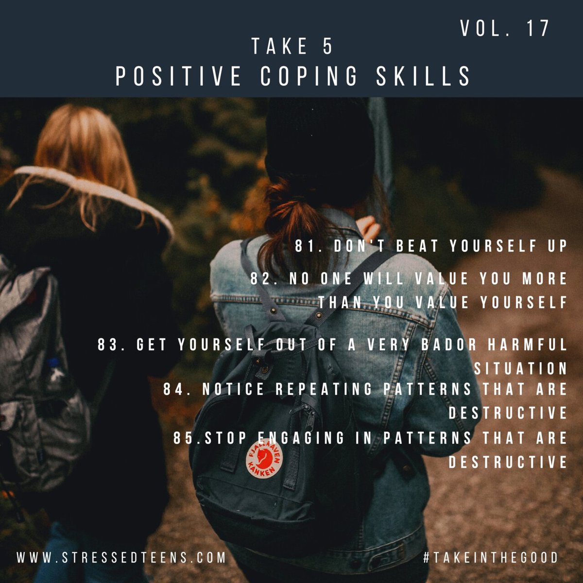 ShambhalaPubs's tweet photo. Noticing repeating patterns that are destructive is an important positive coping skill. #take5
Learn more about #TakeInTheGood: https://t.co/M86Ciz6FXX https://t.co/0Ss8d6JPXi