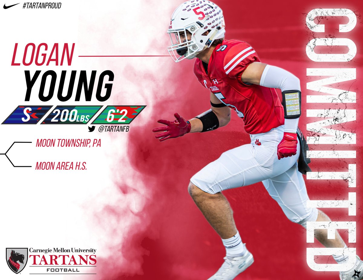 Up next we welcome a local prospect, <a href="/LoganY1103/">Logan Young</a> to the family! Logan comes to us from <a href="/Moon_Football/">Moon Tigers Football</a> &amp; will be studying #Engineering at <a href="/CMUEngineering/">CMU College of Engineering</a>! #TartanProud <a href="/tartanathletics/">Carnegie Mellon Athletics</a> <a href="/CarnegieMellon/">Carnegie Mellon University</a>