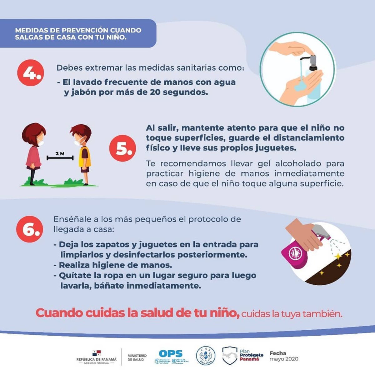 #IMPORTANTE 👩‍👦👨‍👧 Refuerza las medidas de higiene al salir de casa con tu niño.
.
Vía <a href="/minsapma/">Ministerio de Salud de Panamá</a> Por #UnPanamáMejor, cuida tu salud y la de tu familia. #ProtégetePanama #Oeste #Comunidad #CostaVerde