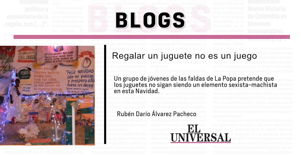 ElUniversalCtg's tweet photo. #BlogsEU "Ofrecer juguetes de todo tipo en la casa, en las aulas. Lo importante es ofrecerles nuevos modelos de relación entre géneros.” ➡️ https://t.co/e2mTELSHAy https://t.co/DQOnCRvI8N