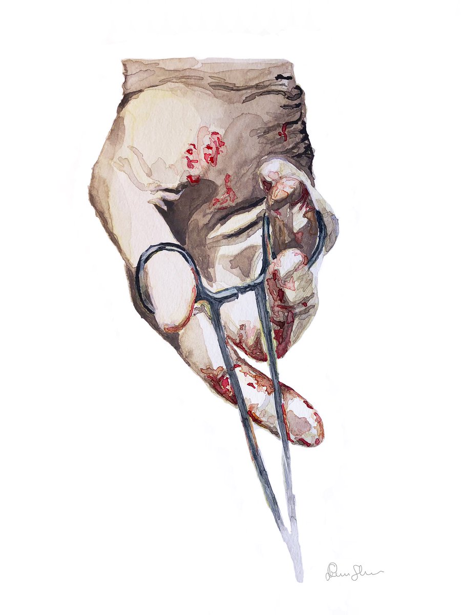 brie_slatnick's tweet photo. Thrilled to announce the debut of my new Etsy shop, TheSassySurgeon! After years of requests, you can now find high quality prints of several of my paintings inspired by surgical tools and abstract anatomy here:
 https://t.co/Vtrf1BWeWs

More to come! #SurgeryArt https://t.co/Sx4ikfnhI3