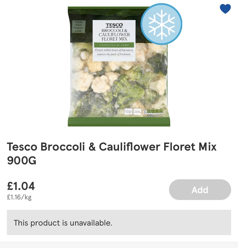 Pamplemoose_x's tweet photo. @Tesco frozen broccoli/cauliflower has been out of stock for a few weeks now 😔 any sign of a restock soon? https://t.co/78qNH4ouhw