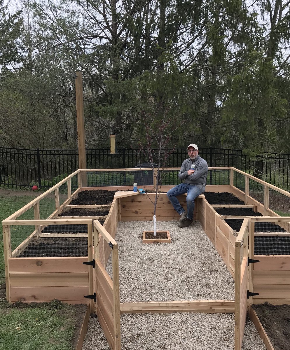 bronwynnewilton's tweet photo. So this happened during our quarantine:                                        Me: “I wish we had a spot to grow veggies, but between the dog and the bunnies, there’s really no point”.                               Hubby: “hold my beer”. https://t.co/loftKNoJva