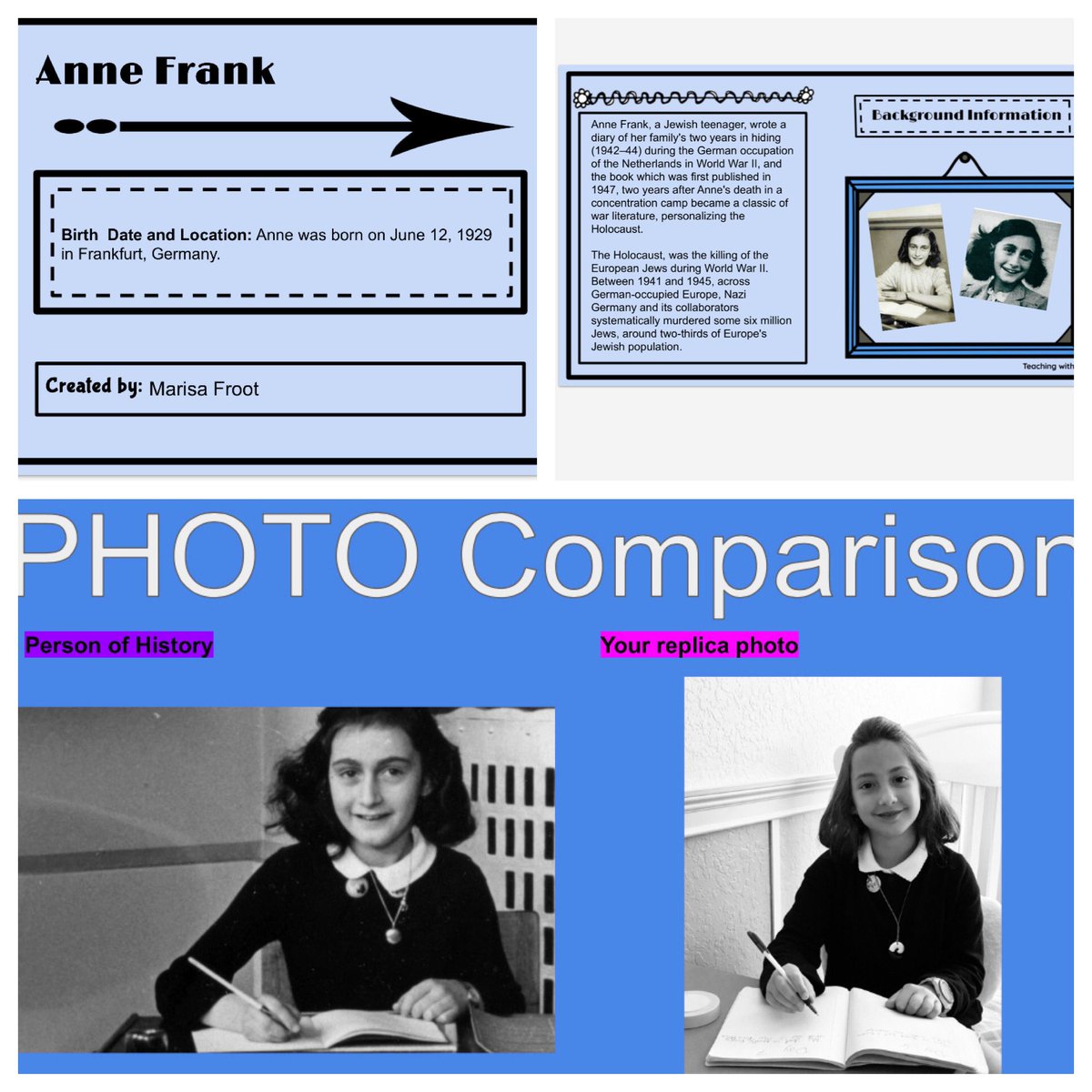 PiccianoJ27's tweet photo. Some awesome work from these 3rd graders on their google slides project on their chosen person of history project! We loved sharing and seeing their photo comparisons 👏 ! @ElbridgeGaleES https://t.co/sdZ0oPnAqe