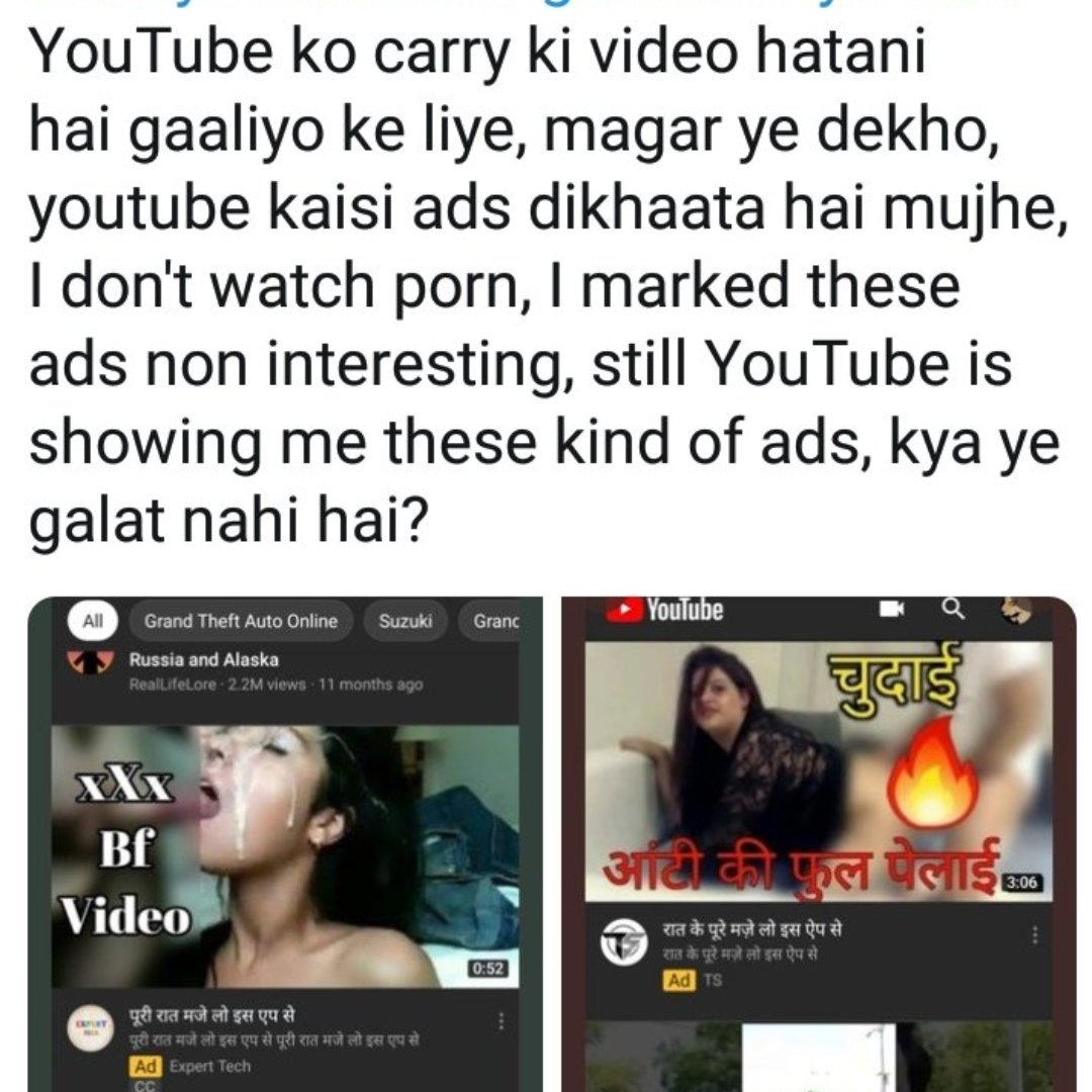 Zurick_1's tweet photo. See guys these vulgar ads running on YouTube india @YouTubeIndia @YouTube @SusanWojcicki and remove @carryminati video. #shameonyoutube #20millionforcarry https://t.co/kPPcFwGKFk