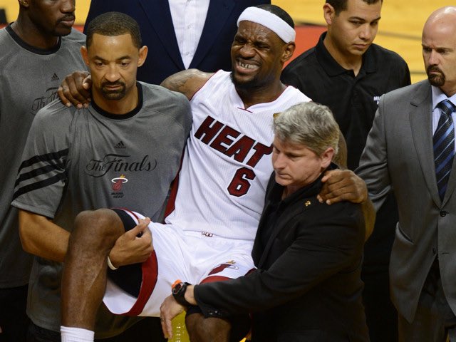 Jordan on his death bed: 40 points 

Lebron with a cramp: