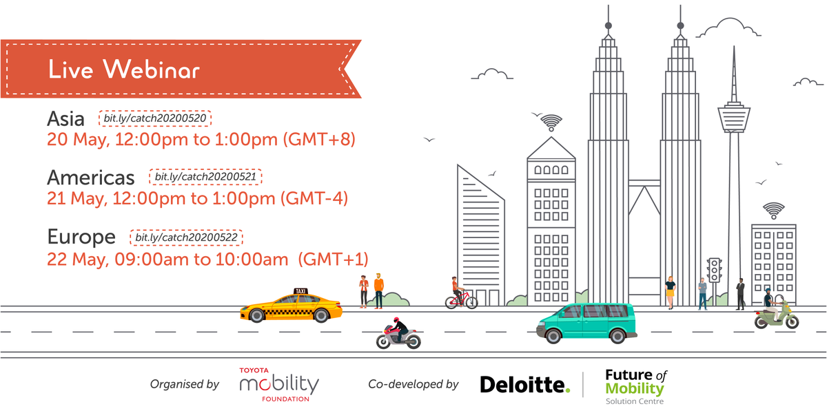 ToyotaMobFdn's tweet photo. Thank you to those who attended our webinar sessions last week! Due to increasing interest and requests from many of our potential applicants, we will be holding more sessions this week across different time zones. Register now and join us!

#CATCH2020 #MobilityForAll https://t.co/HebNNJ0eIj