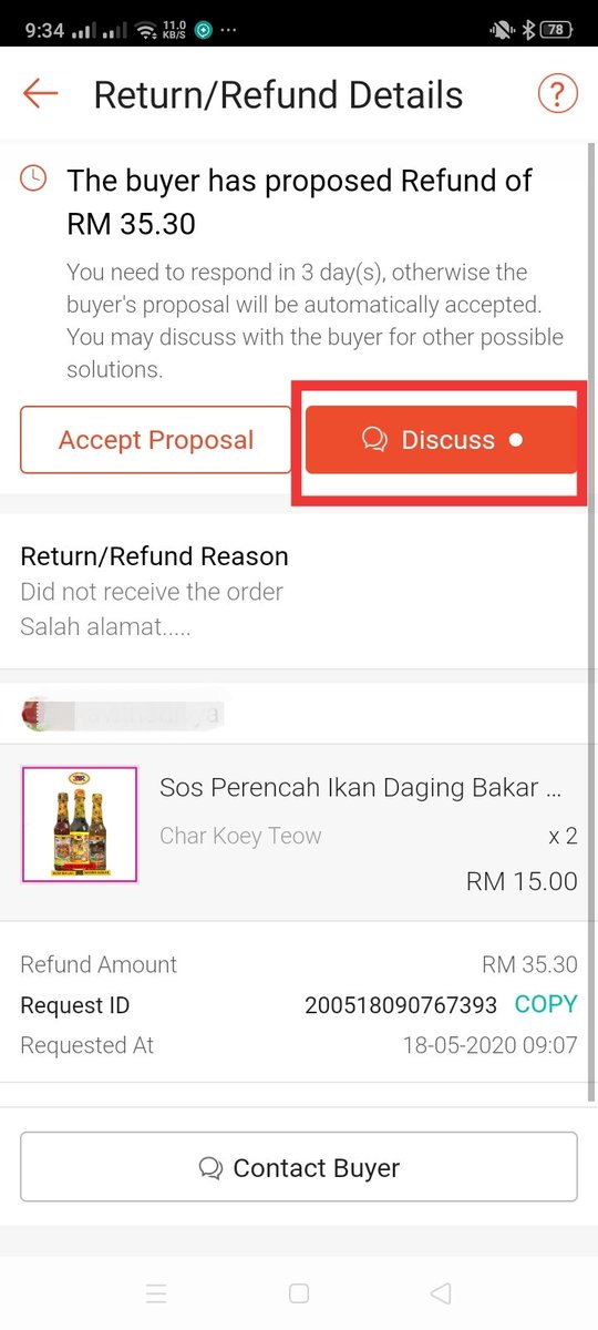 atin_awani's tweet photo. dkt apps, akan naik gini (refer gambar)
1- klik discuss
2- dispute to shopee
3- klik confirm
#tipssellershopee #returnrefund https://t.co/nz66PCrs3j