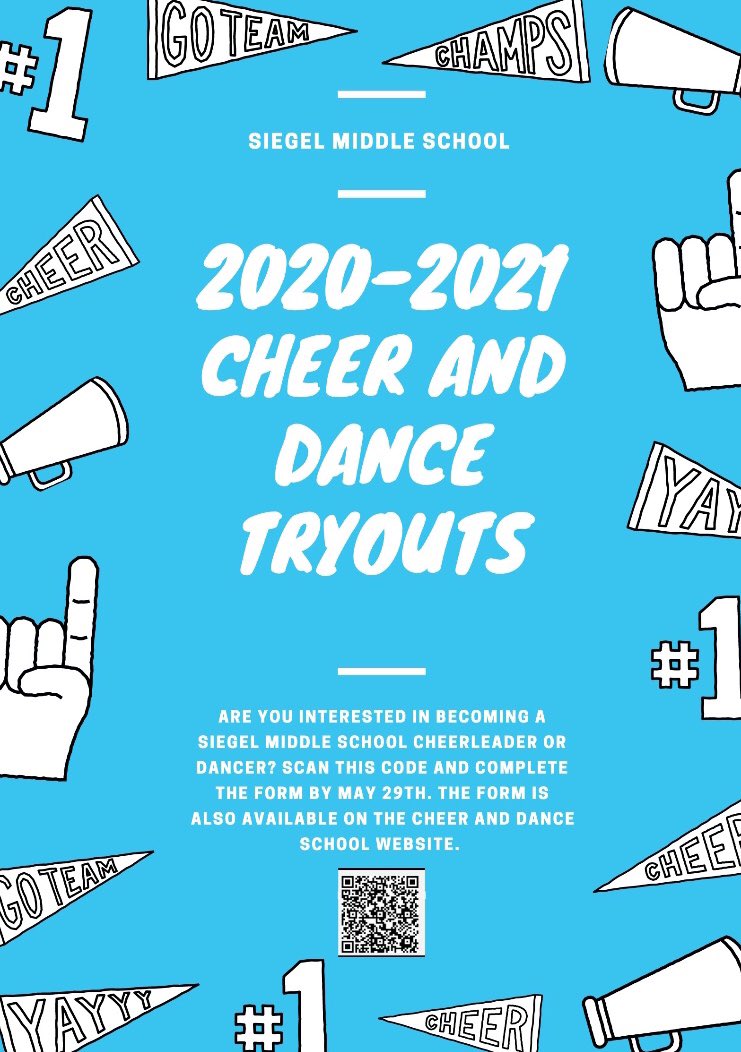 Are you interested in trying out for cheer and/or dance at Siegel Middle? Check out this information!