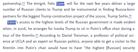 Let's begin. First, you linked Sater to Trump, Russian investors, and state for years Sater would "deliver a large number of Russian clients to Trump and be instrumental in finding Russia-born partners for the biggest Trump construction project of the 2000s, Trump SoHo."