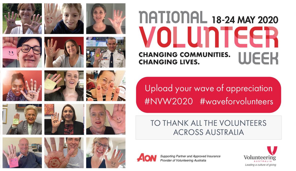 Today is the start of National Volunteer Week (18 May-24 May). Join us in thanking the millions of volunteers across Australia with a Wave of Appreciation. Upload your wave to social media and share using the hashtags #NVW2020 #waveforvolunteers.