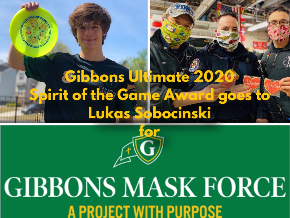 Coach Casey Degnan presents <a href="/lukassobonc/">Lukas Sobocinski</a> with the 2019-2020 Spirit of Sport Award. Lukas is <a href="/athleticscghsnc/">Cardinal Gibbons Athletics 🔰</a> 2nd recipient of this honor. Lukas is a member of both <a href="/swimteam_cghsnc/">Gibbons Swim Team</a> &amp; <a href="/ultimate_cghsnc/">Gibbons Ultimate Frisbee</a>