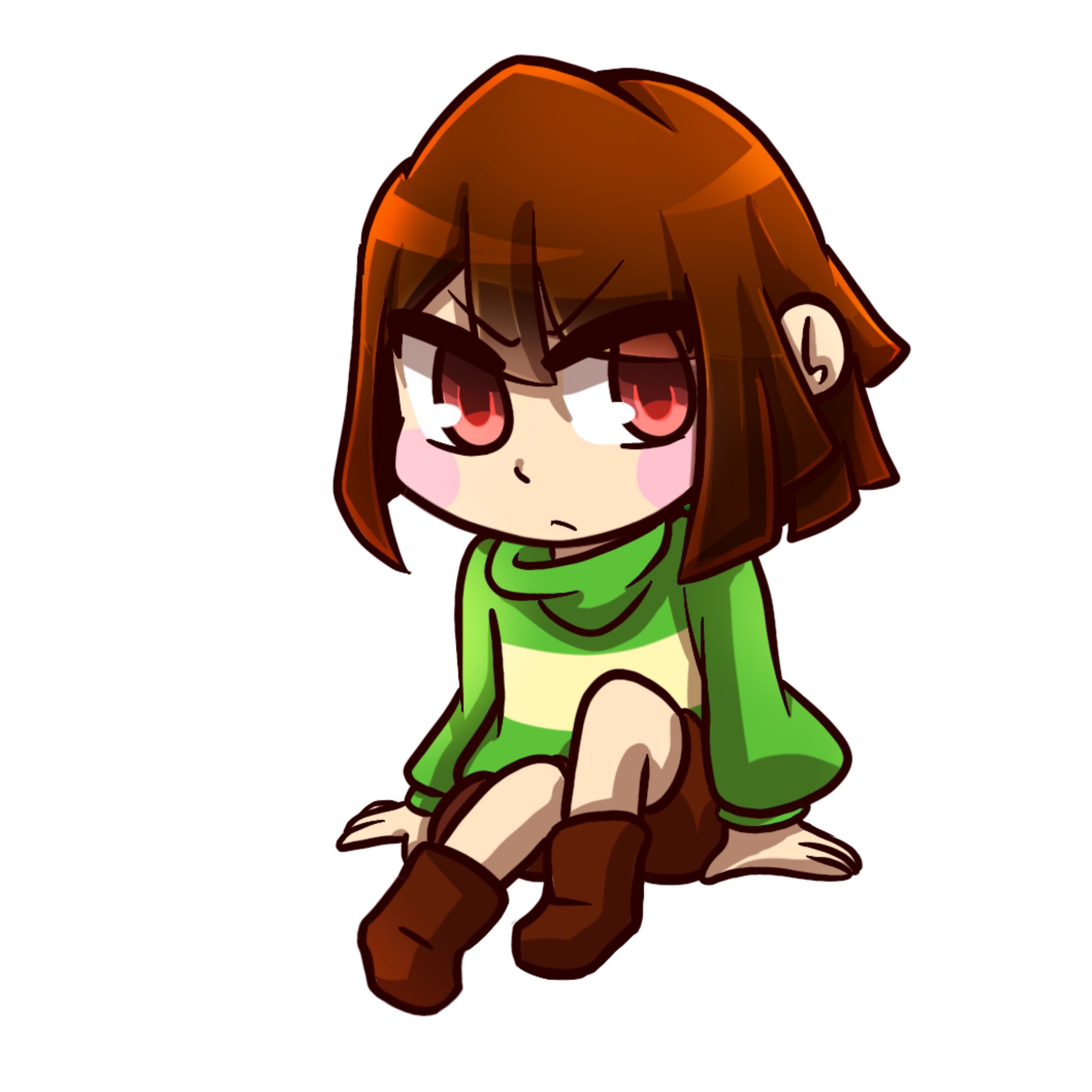 Digital art of chara from undertale with a knife