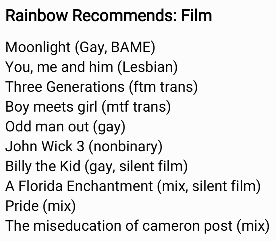 Rainbow Recommends: Albums, Books, TV and Films