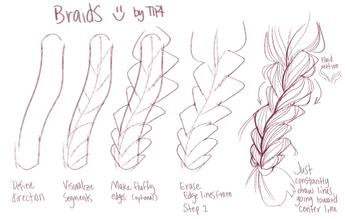 how to draw a braid step by step