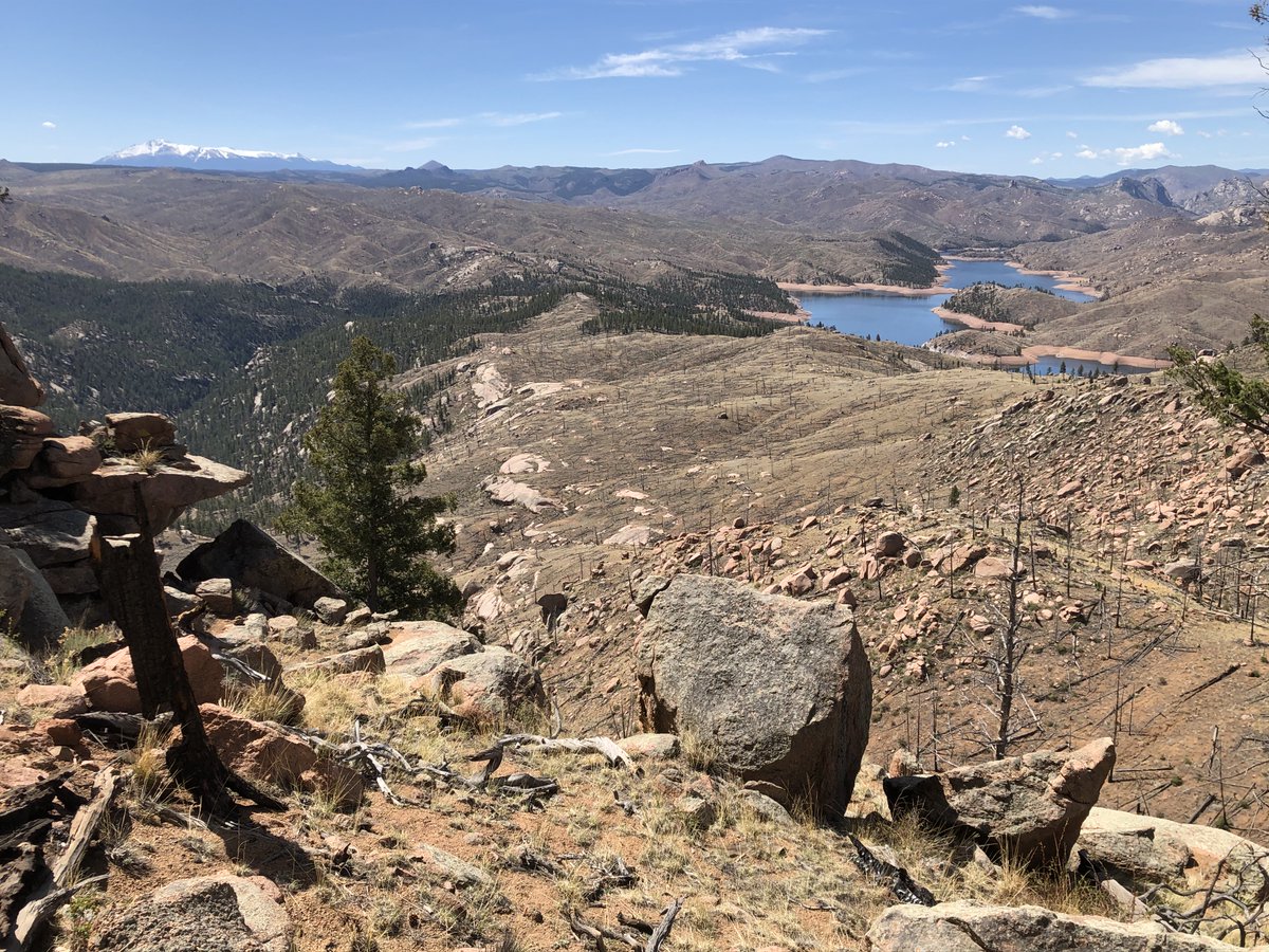 PeakBaggerQ's tweet photo. #CheesmanMountain (2,422m). #PeakBagging in the #HaymanFire burn area with Pikes Peak in the distance. Less successful pike fishing at #CheesmanReservoir #GetOutside https://t.co/6pXBgMNysK