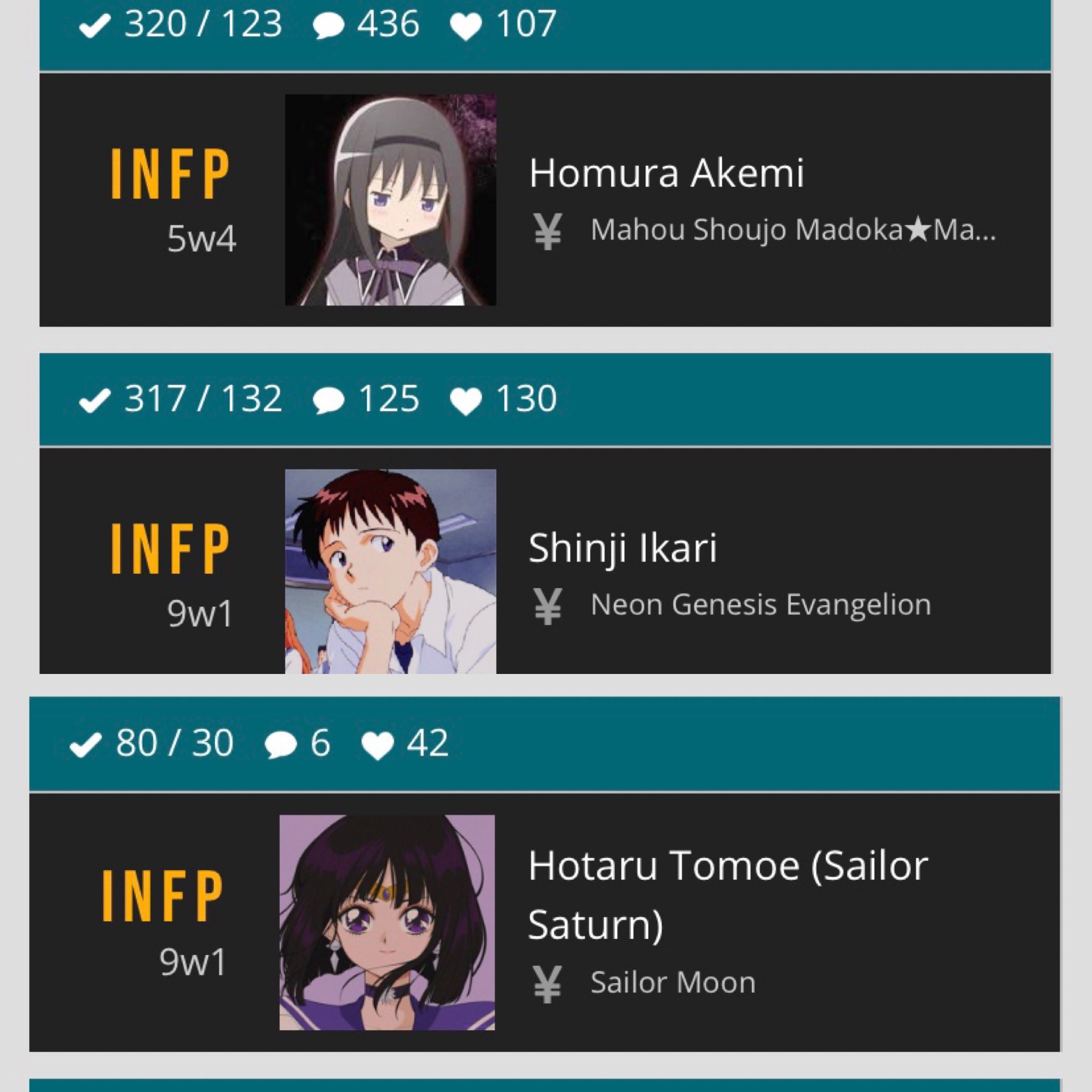 Naiiki - Sparkle Pipsi made a MBTI Personality Chart based on Sailor Moon  characters! I got INFJ, or Hotaru Tomoe/Sailor Saturn (my favorite!). You  can take a test here to find out