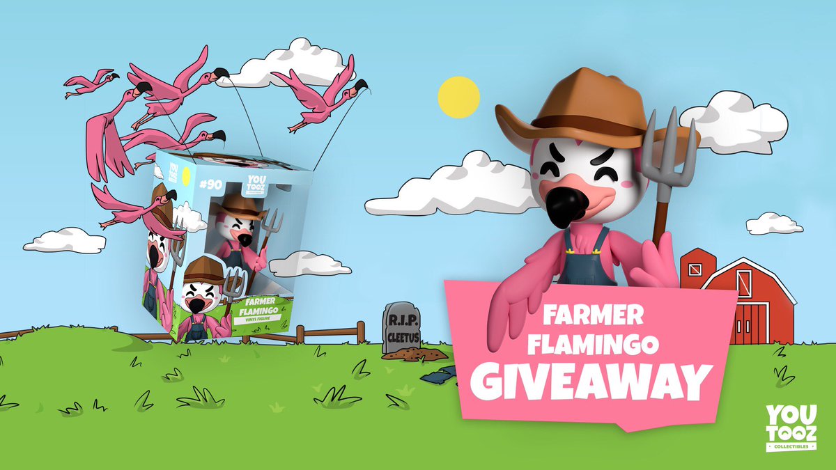 giveaway time idiots RT this tweet and follow @youtooz for a chance to win the Farmer Flamingo youtooz comin out 5/22