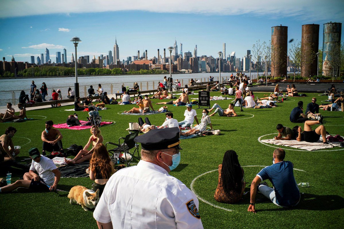 ANCALERTS's tweet image. People try to keep physical distance as they enjoy a warm day at Domino Park in Brooklyn, New York. 

The state has accounted for more than one-third of the nearly 80,000 Americans who have died from #COVID19, according to a Reuters tally. Eduardo Munoz, Reuters