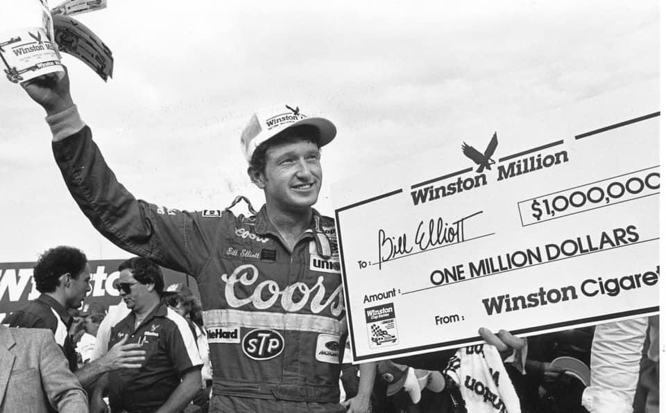 In 1985 Bill Elliott became the first driver to win the famed Winston Million Dollar bouns for winning 3 of the 4 biggest races of the year. #NASCARisBack