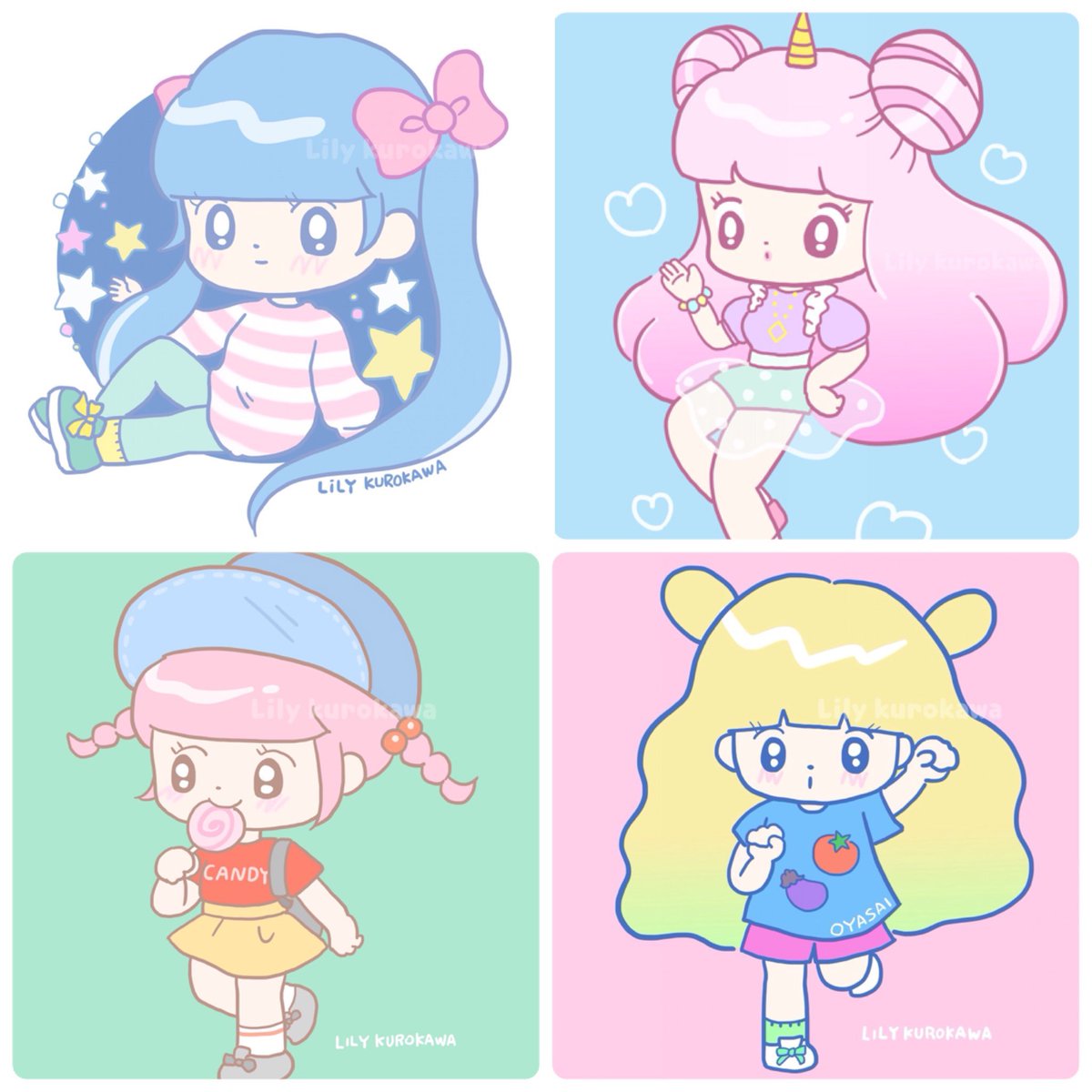 黒川リリー イラストレーター パズル誌 児童書 女性誌 おはようございます 今日は広告の勉強と営業を少し 懐かしイラスト4枚 描く時にキャラクターの髪型を考えるのがすきです イラスト イラストレーター Illustration 芸術同盟 創作の狼煙