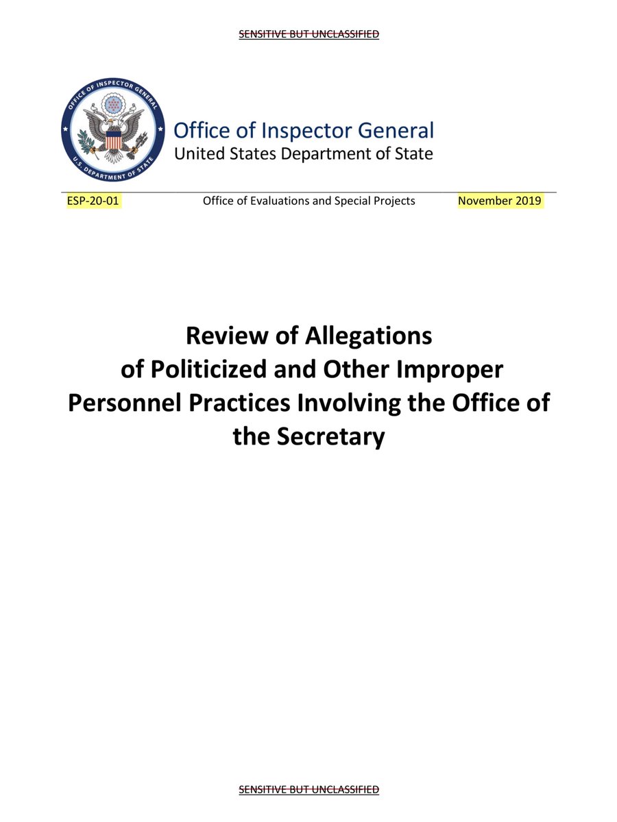 Now remember that March 2018 I just tweeted?Welp that resulted in this November 2019  @StateOIG report (there actually is a method to my madness) which is why I was like, hold on buttercup the “breaking news” sounds oddly familiar and YES IT DOES https://www.stateoig.gov/system/files/esp-20-01-public.pdf