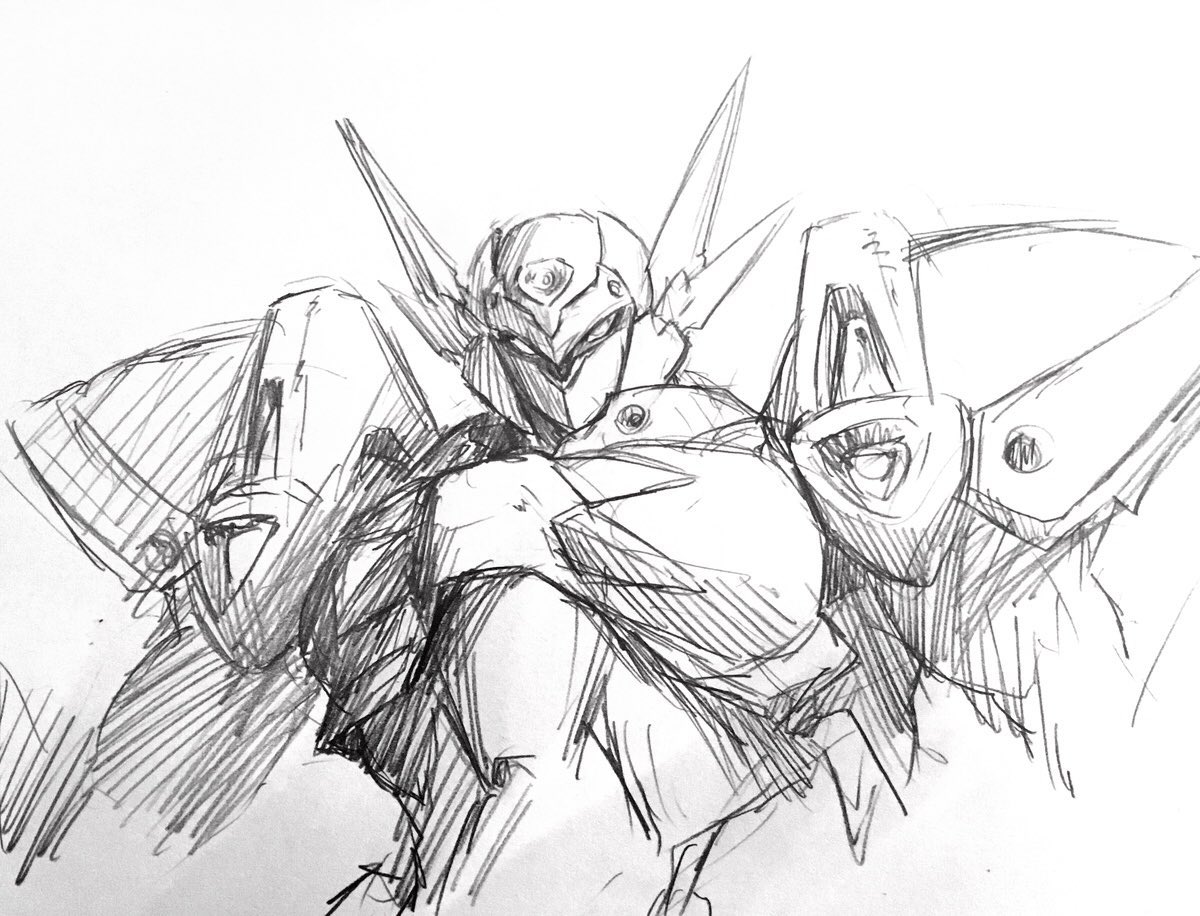 出先で描いたこの落書きがこうなるんだからカガミさん凄いよね 