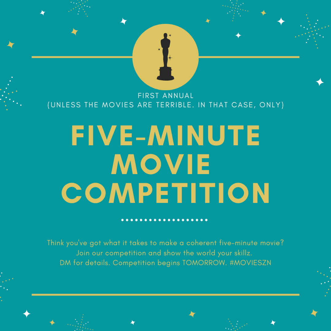 fbstudents1682's tweet photo. FIVE-MINUTE MOVIE COMPETITION! https://t.co/qHEtzI0nF2