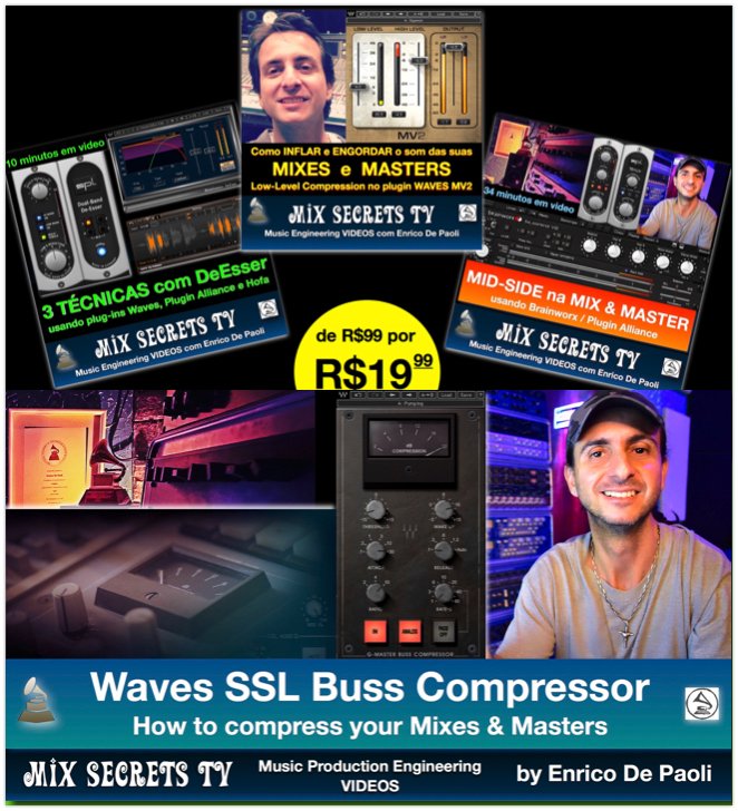 2a feira ÚLTIMO DIA! MIXES &amp; MASTERS melhores em minutos por R$19 😳 - Buss Compressor SSL. Inflando Mixes &amp; Masters com low-level compression. Som quente com De-Essers. Mixes abertas com Mid-Side!!! Videos em portugues - mailchi.mp/f814fdea34b6/u…