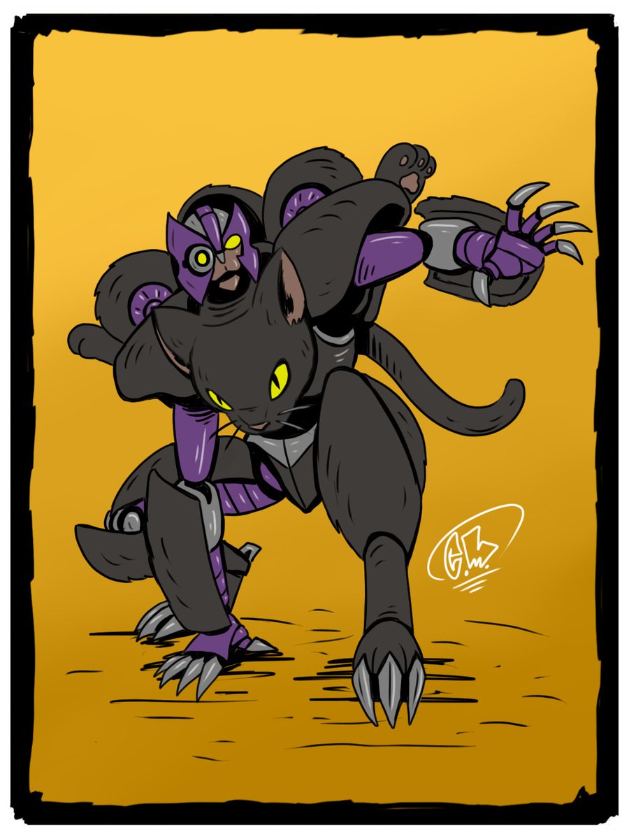  #Beastwars drawing day day 12!  @crippknottick said blackcat+maximal+stealthy. It was gonna look like shadow panther so I just leaned in to it but focus on making the actual transformation different also odd eye cus my black cat has a wonky eye  #dailydrawing  #characterdesign