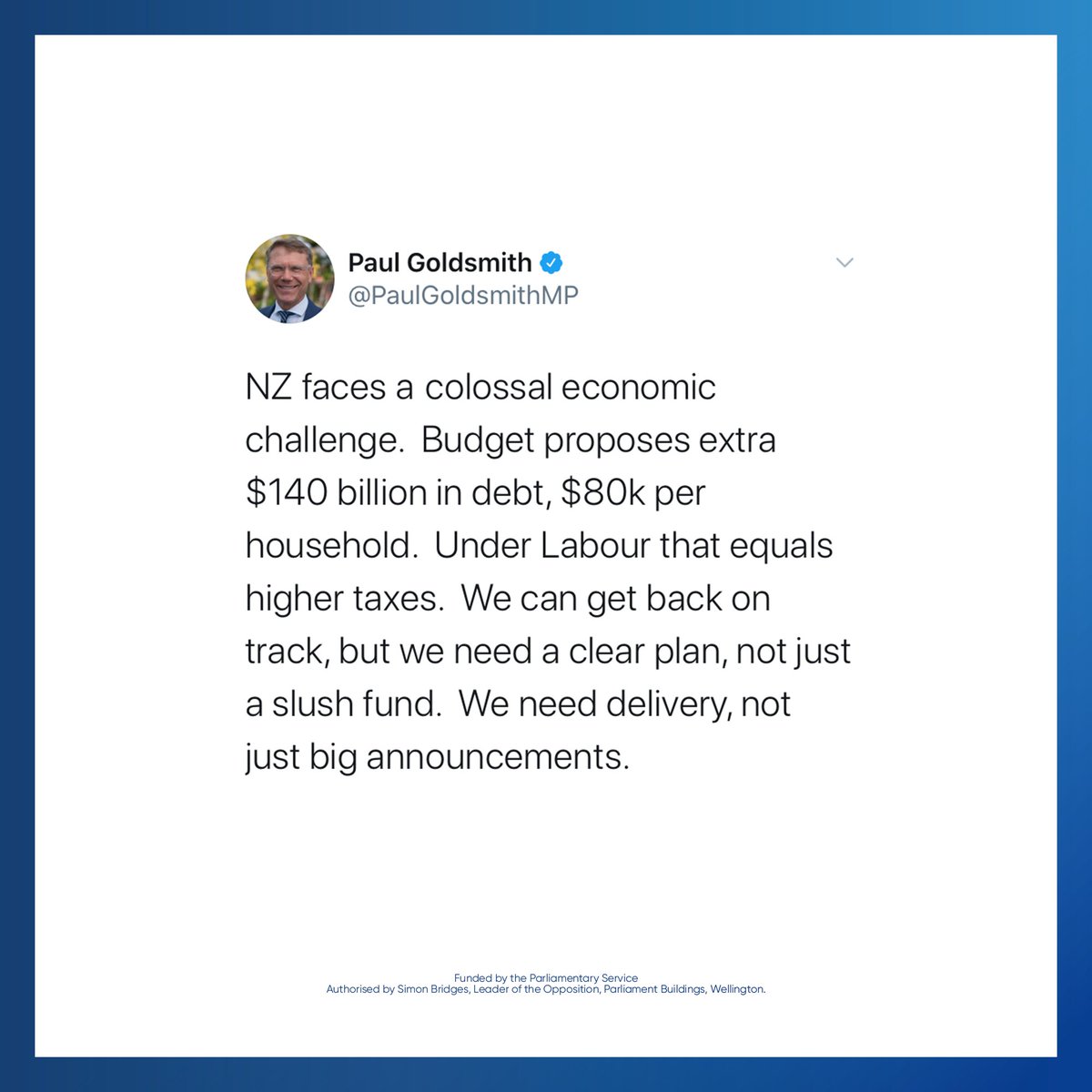 Wise words from National's Finance Spokesperson <a href="/PaulGoldsmithMP/">Paul Goldsmith</a>