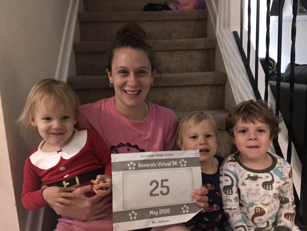 FTS_bHolleran's tweet photo. We just finished our virtual 5k... these kiddos are tired and ready for bed! Thanks for organizing this DDE track and field :) #runGeneralsrun #dderunforfun #socialdistancerunning https://t.co/EqpPxPROJt