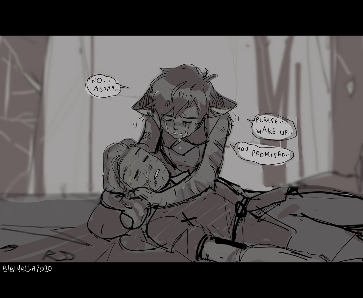 so i was in live stream and this idea of a "what if catra didnt manage to bring adora back" came in my head so hey i know its too early for angst but here ya go #catradora #SheRaSpoilers (ill post some fluff in the next tweet :3 <3) 