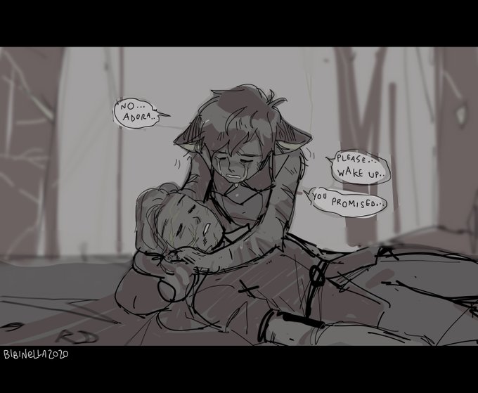 so i was in live stream and this idea of a "what if catra didnt manage to bring adora back" came in my head so hey i know its too early for angst but here ya go #catradora #SheRaSpoilers (ill post some fluff in the next tweet :3 <3) 