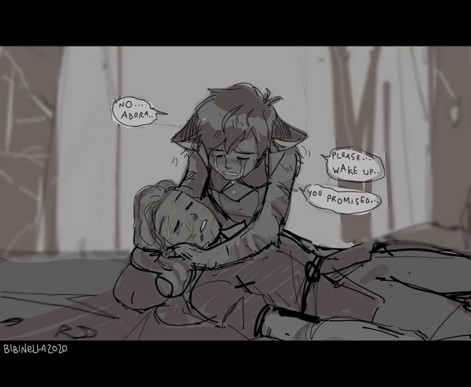 so i was in live stream and this idea of a "what if catra didnt manage to bring adora back" came in my head so hey i know its too early for angst but here ya go #catradora #SheRaSpoilers (ill post some fluff in the next tweet :3 <3) 