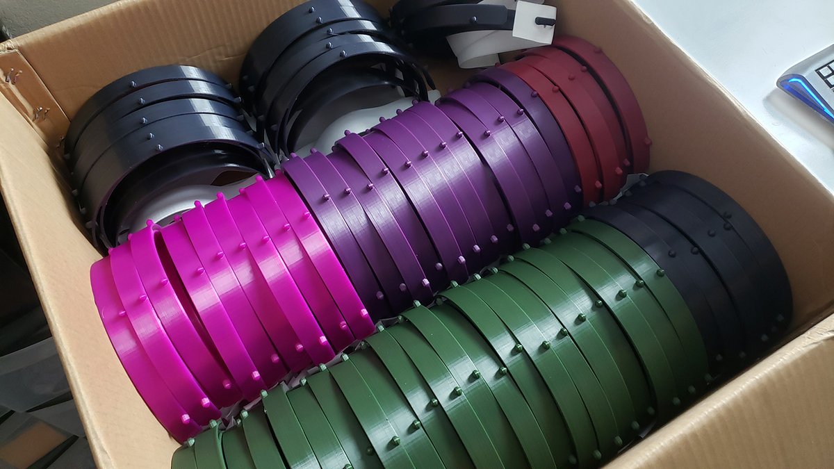 Stocked up on <a href="/3DSolutech/">3D Solutech</a> filament in February, was meant to last me for a while. I've already burned through it all in 2 months, but at least it's for a good cause.

Easily my favorite budget filament now. They print beautiful and the colors are gorgeous.
