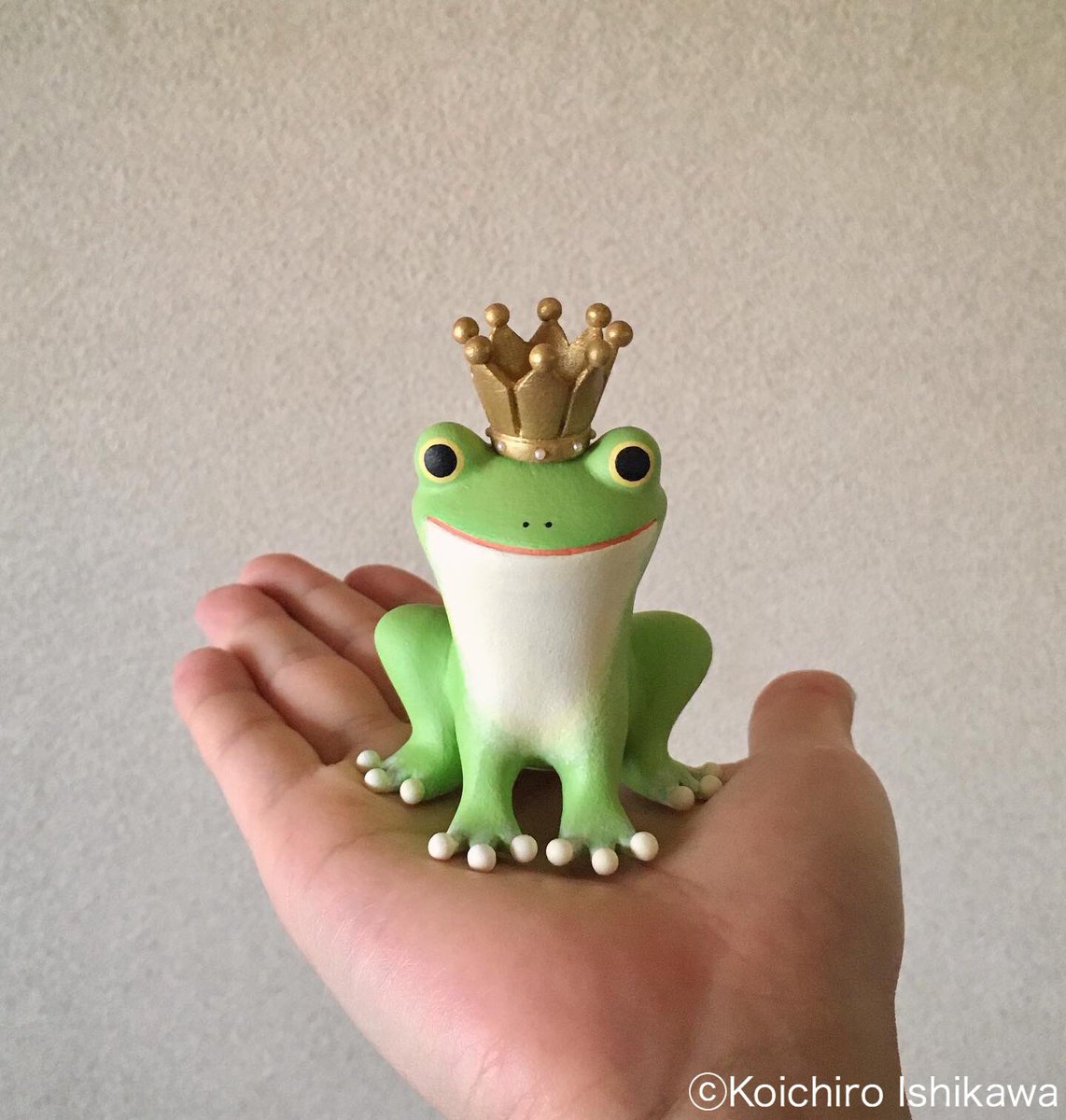 粘土 立体作家 イシカワコウイチロウ カエルの王様 オーダーメイド作品 粘土 立体イラスト 手作り ミニチュア パジコ プルミエ イシカワコウイチロウ