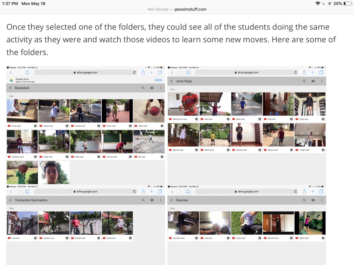 PEswimstuff's tweet image. I’m currently running a full unit for online-distance learning (Movement Composition) inquiry continues, Ss developing ATL skills, connecting to learning outcomes. Week 3 reflection posted peswimstuff.com/2020/05/13/onl… #HPEatHome #physed #onlinelearning #ibpyp #vislao