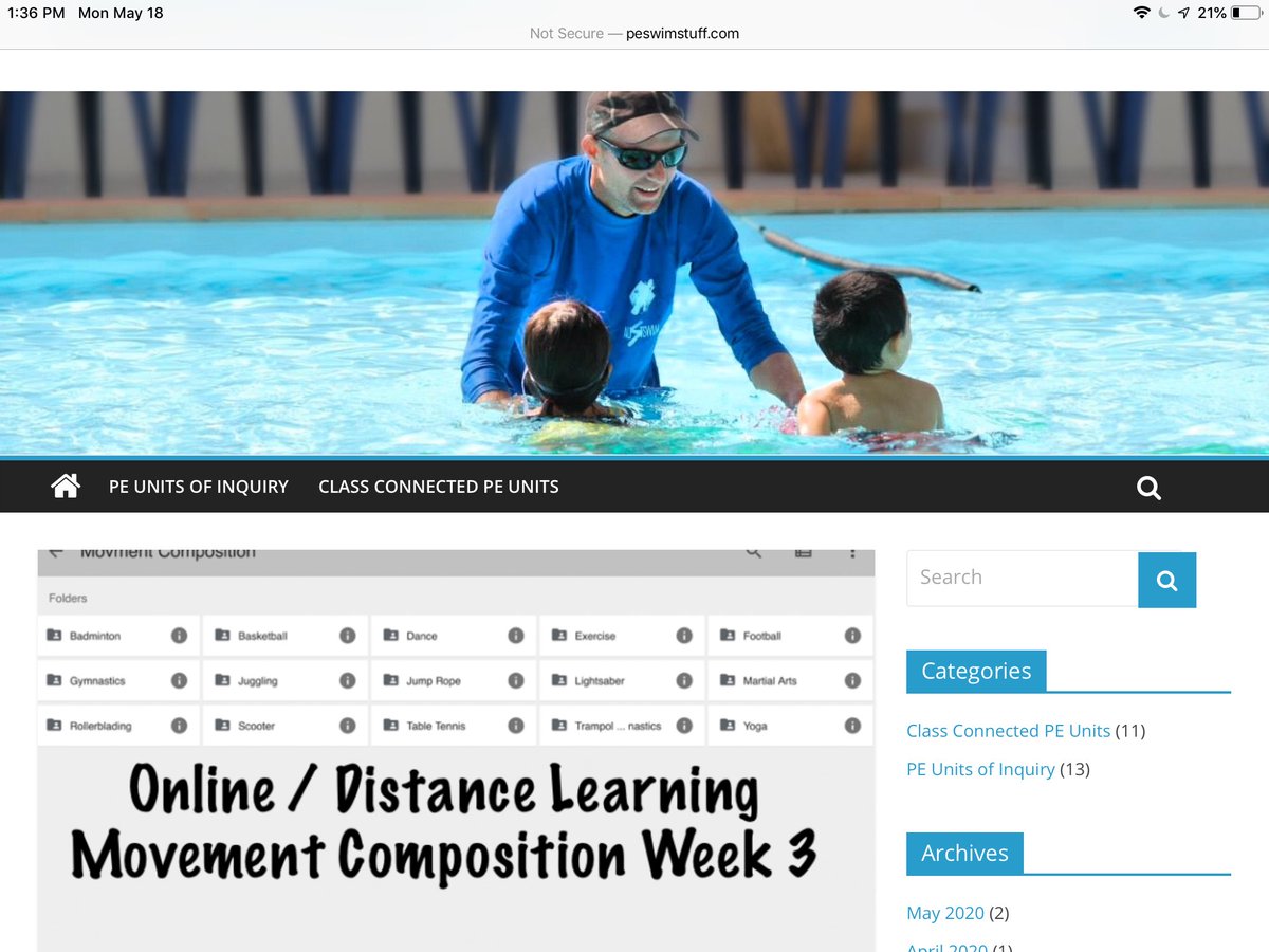 PEswimstuff's tweet image. I’m currently running a full unit for online-distance learning (Movement Composition) inquiry continues, Ss developing ATL skills, connecting to learning outcomes. Week 3 reflection posted peswimstuff.com/2020/05/13/onl… #HPEatHome #physed #onlinelearning #ibpyp #vislao