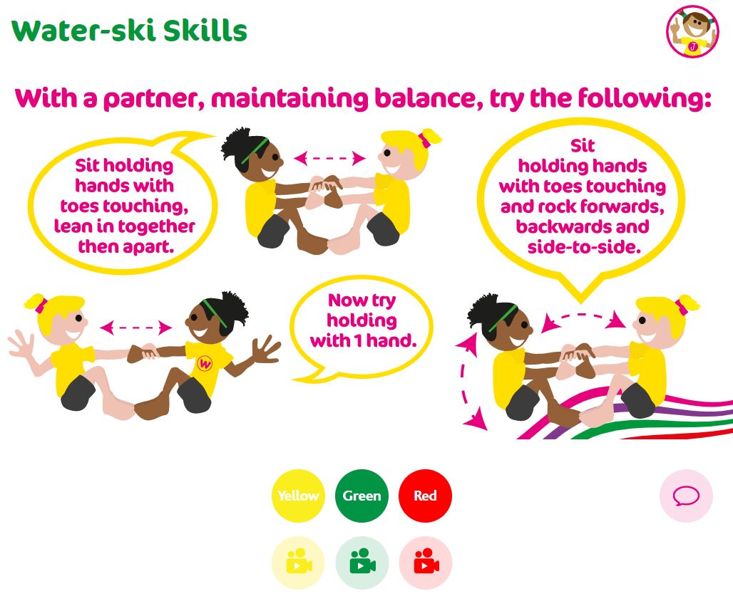 real_PE_'s tweet photo. Have you tried our Water-Ski Skills in our #realPEathome Seaside theme? Start on the Yellow challenge and move to the Green and Red challenges when you're ready. Each stage has a video to help you and Jasmine is there with extra tips. Have fun! #homelearning https://t.co/C5qpLPXaRi