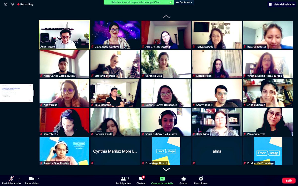 Dianarc12's tweet photo. ¿Quién participaría en un evento un domingo en lugar de descansar? Bueno, aquí estamos algunos locos a quienes la cuarentena, @OzmoFutures y @servicedesignmx hicieron que olvidáramos qué día es 🤷🏻♀️😆✨👩🏻💻 #frontstage20 #leadership #servicedesign #sunday #QuarantineLife #design #UX https://t.co/JPMG5C4xBY