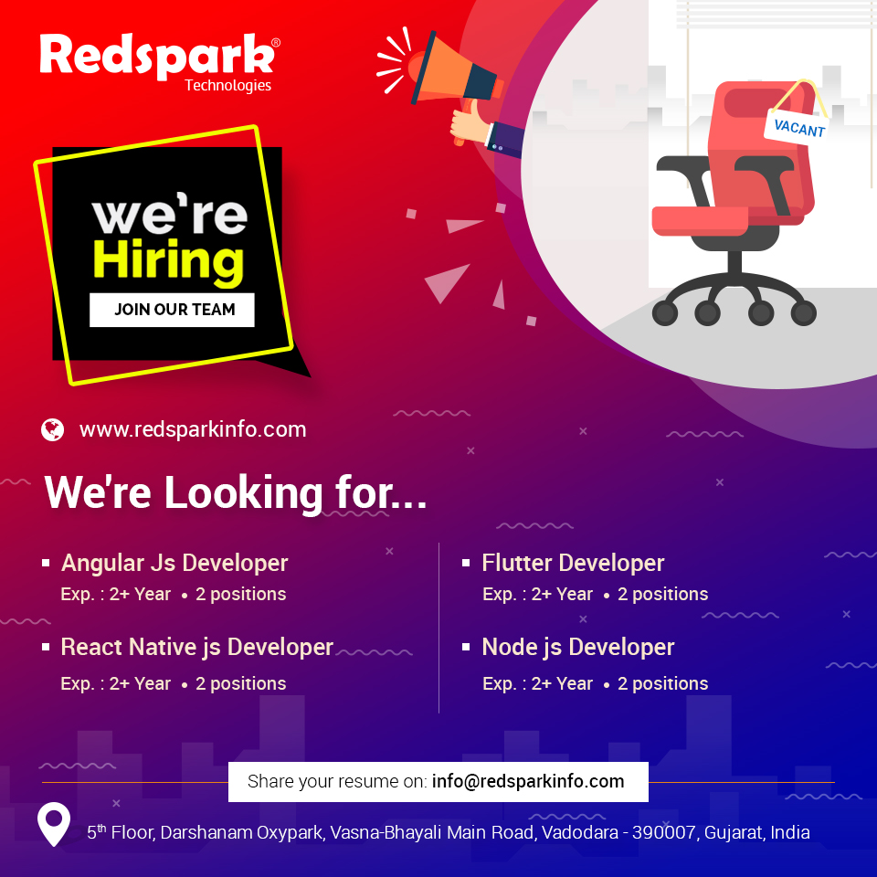 redsparkinfo's tweet image. We are hiring for multiple positions.
👉Share your resume on: info@redsparkinfo.com
#Redspark #Reactapps #reactnative #ReactJS #nodejs #Anuglarjs #Fultter
#ITJobsVadodara #Technologies #BestPlaceWork #WorkwithRedspark #Vadodarajob
Santosh Nair Nikhil Suthar