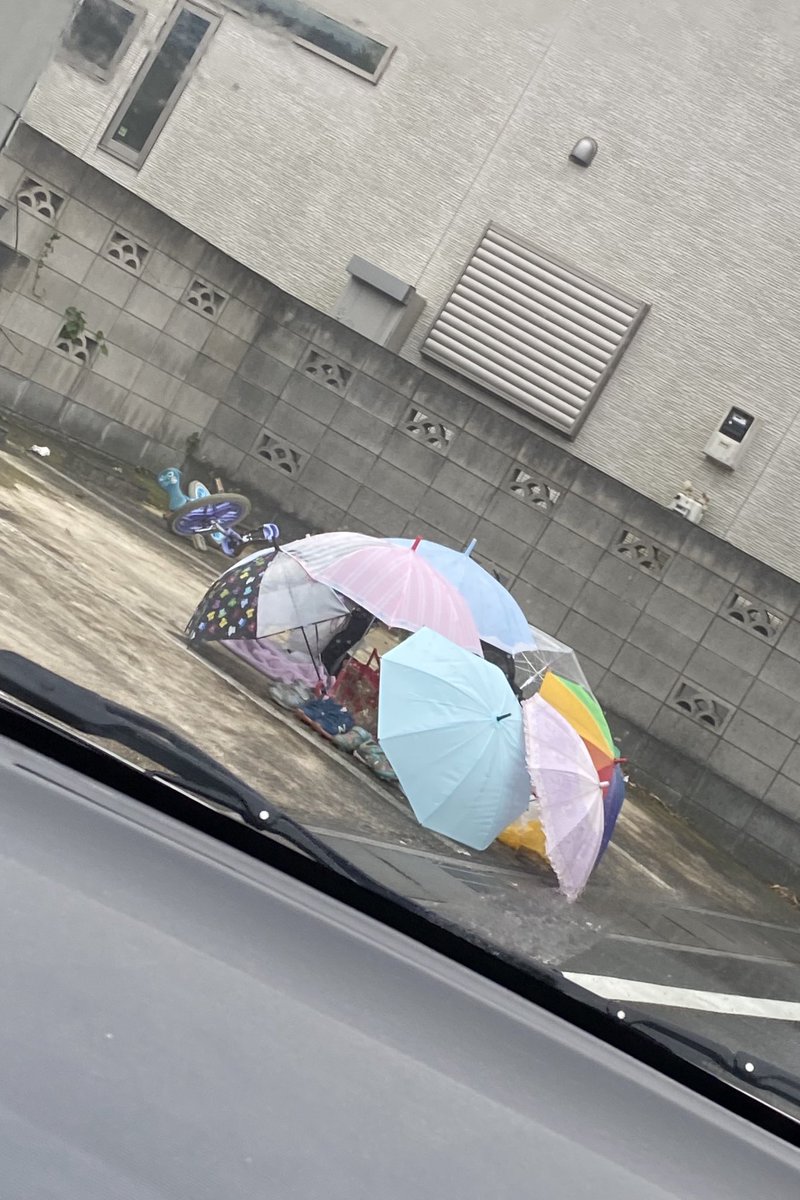ALDH05515018's tweet photo. 雨の日の自粛の仕方
 #コロナ対策 #自粛生活の極み #雨の日 #傘 https://t.co/5prRXvodIn