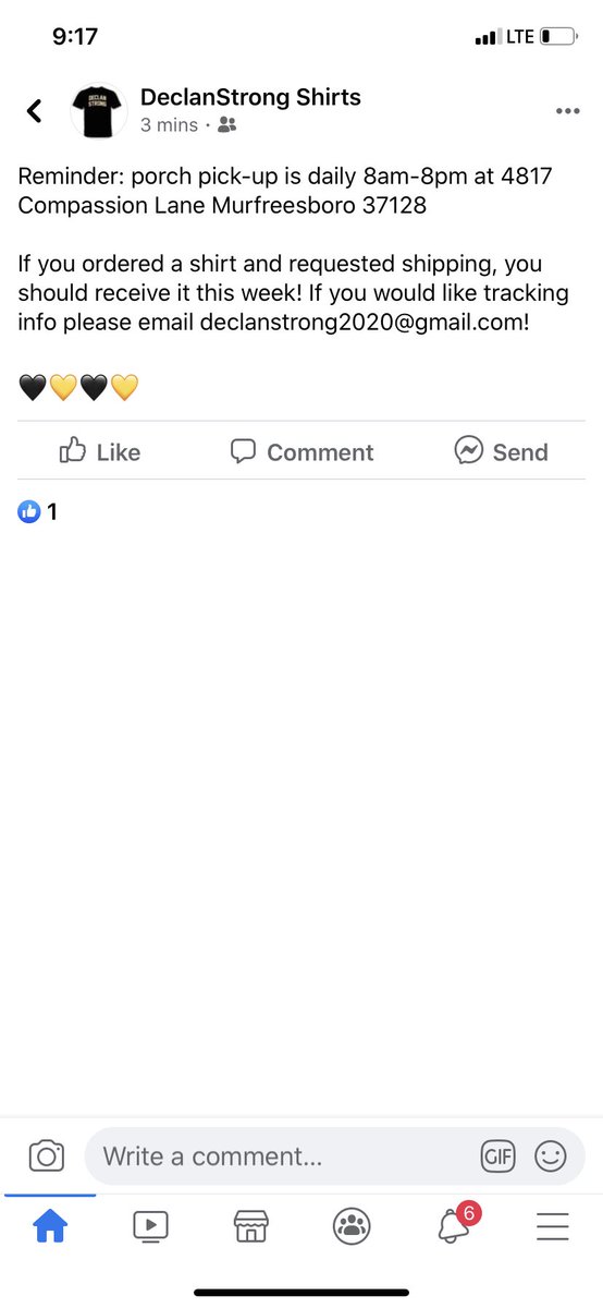 Keep in mind that we are trying to get everyone their shirts. See details below regarding porch pickup and shipping details. Thanks again to everyone for the support.