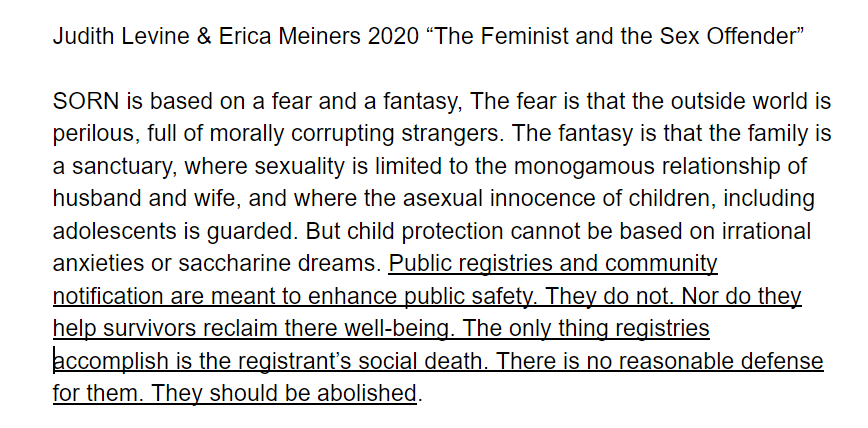 JoshuaBHoe's tweet photo. Just to keep this rolling...a little preview of the new book from Judith Levine and Erica Meiners "The Feminist and the Sex Offender" https://t.co/fyVu98oK91