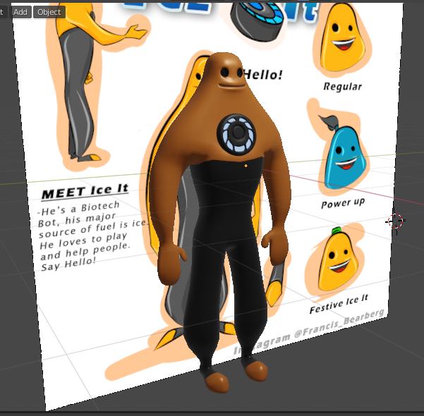 IraborFrancis4's tweet photo. Moving forward with the Iceit character...Done with 3d modeling and texturing....#animation #modelsheet #conceptart #characterdesign #blender #charactermodeling #lockdown #3danimation #COVID-19 #creativity #iceit #medibang #vfx #art #design #moviecreation #3dmodelling #COVID https://t.co/e2Fs51FBjI